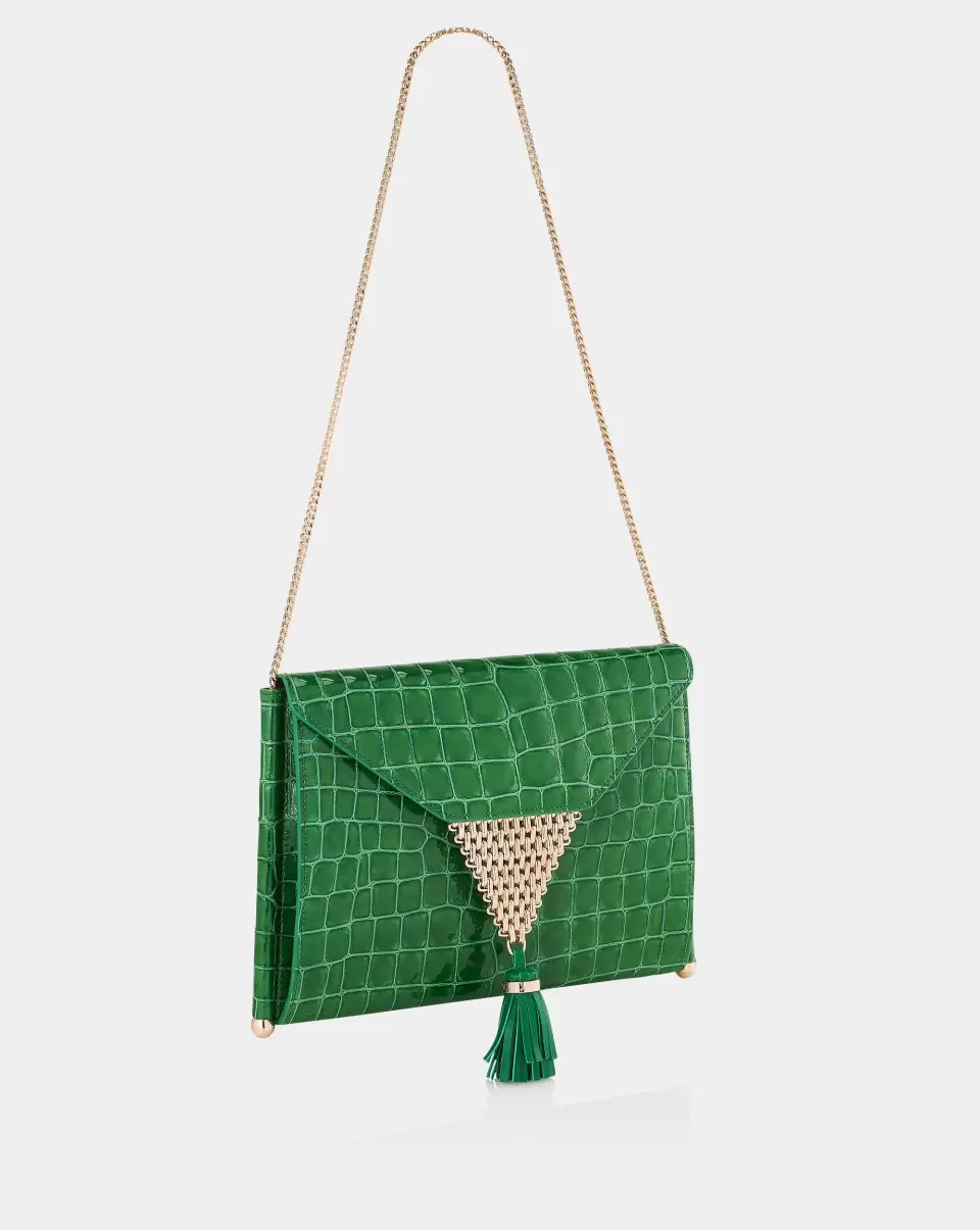 Women Sustainable Shoulder Bags Downtown Chain Envelope Clutch Green