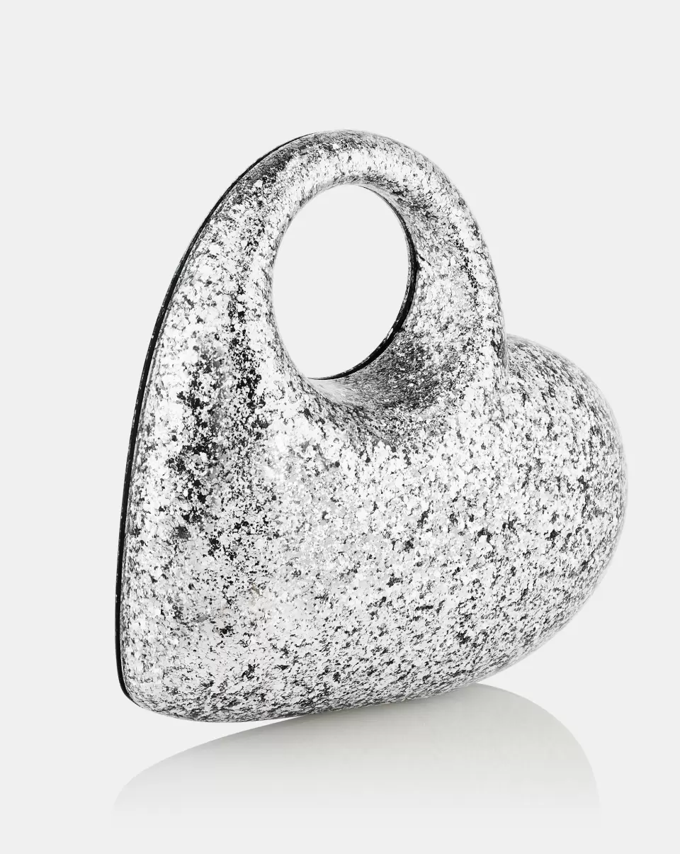 Clutch Bags Women Closeout Heart Clutch Silver