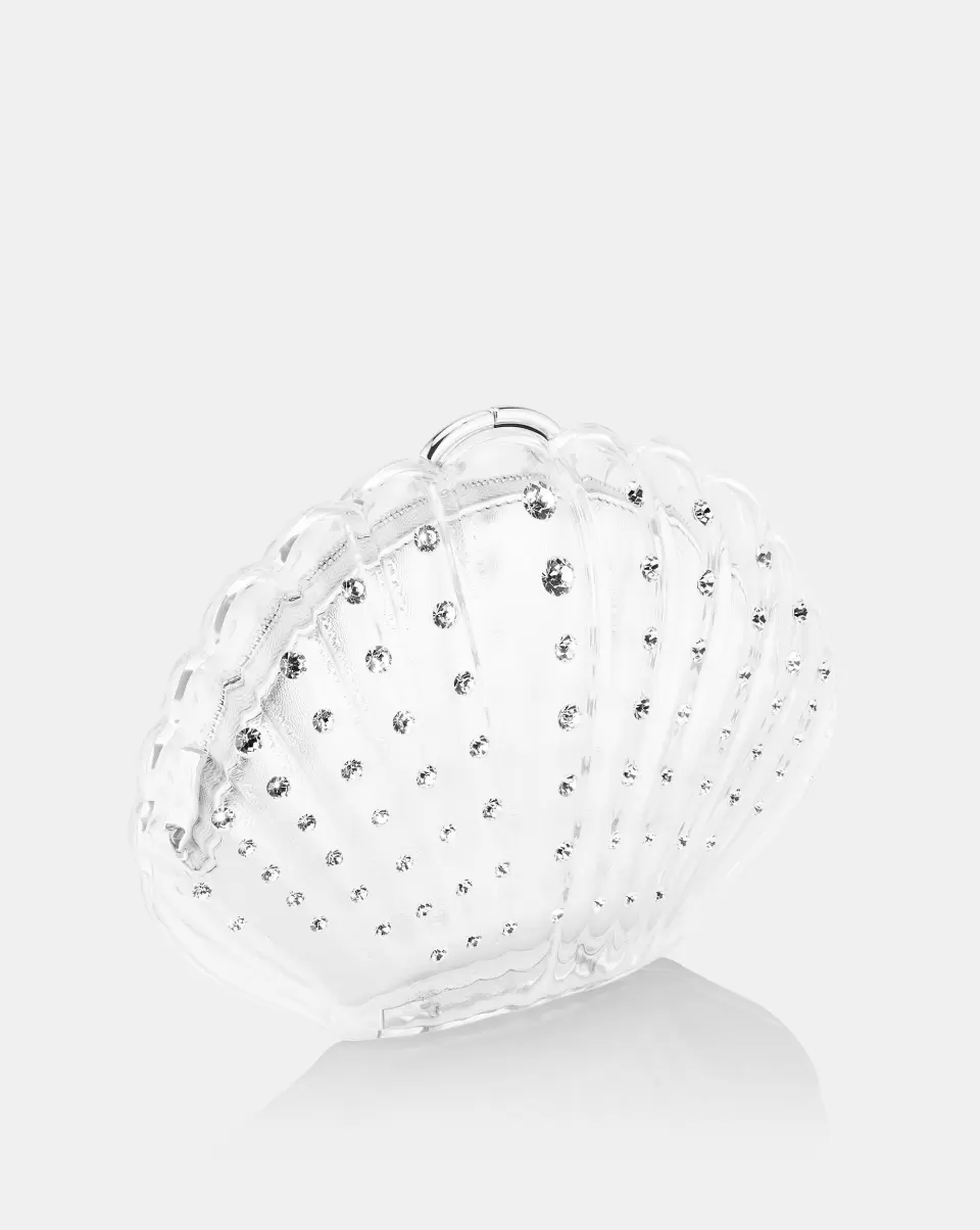 Women Crystal Shell Clutch Silver Refashion Mini Bags