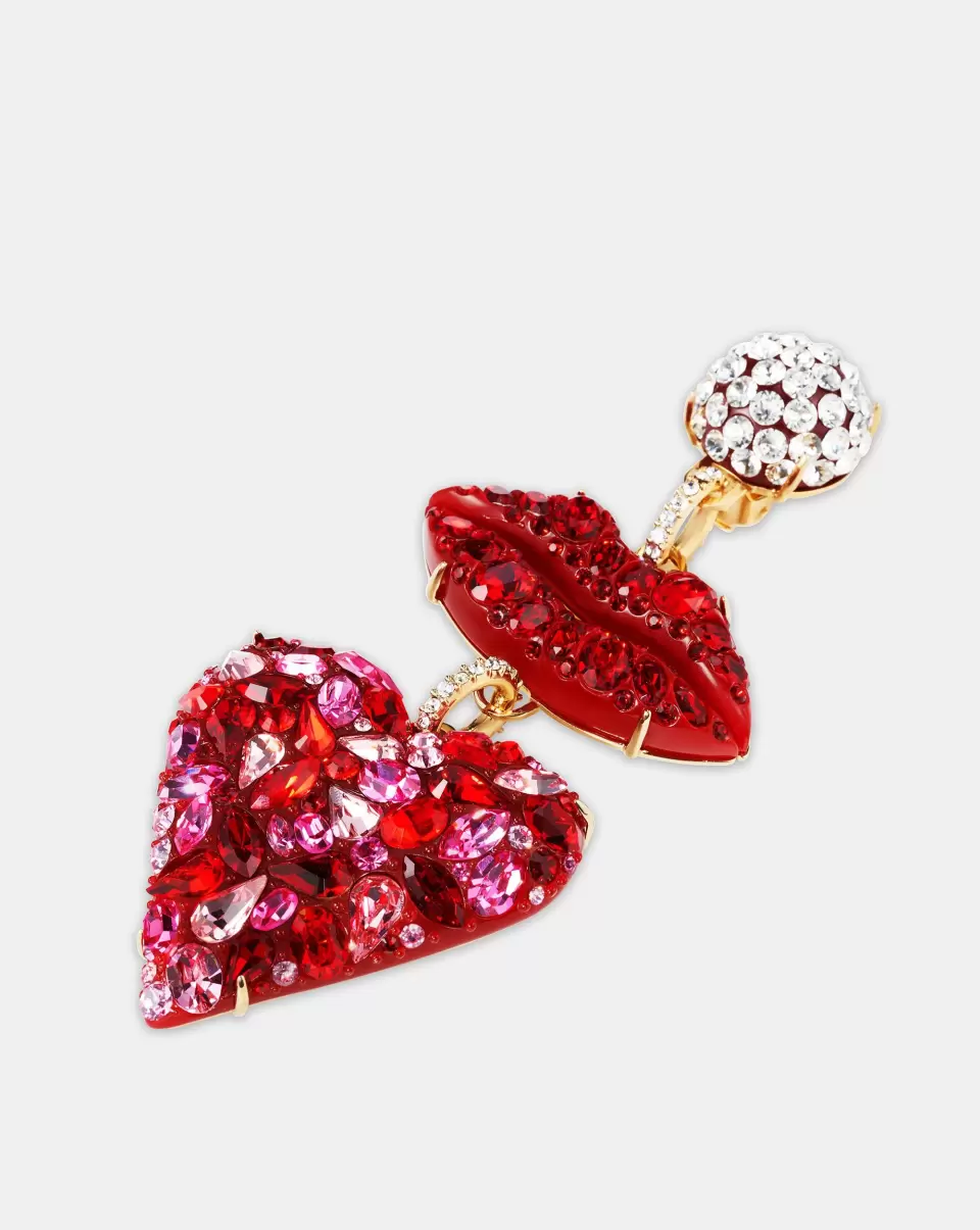 Women Red Jewelry Kiss Me Heart Earrings Fashion