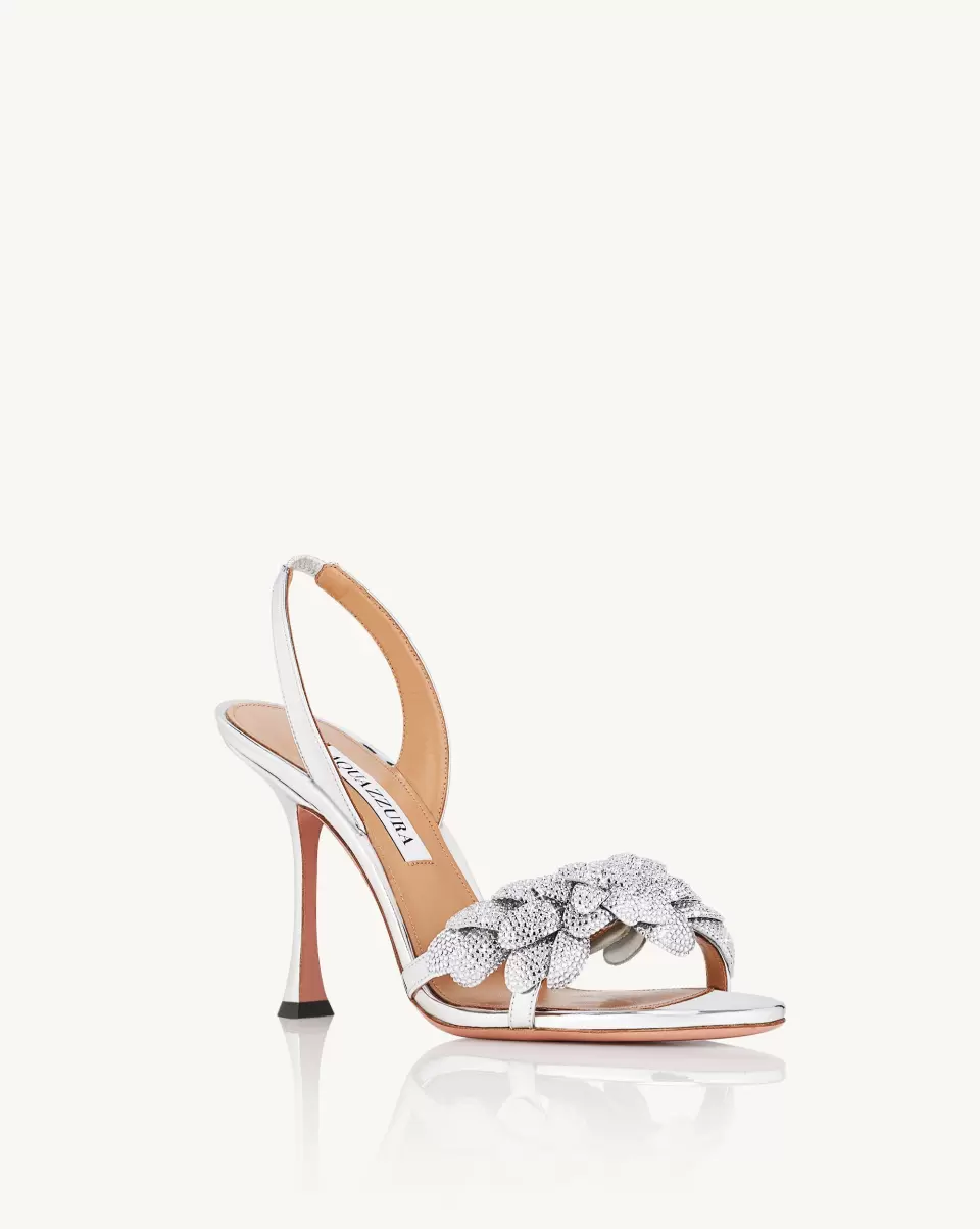 Silver Bridal Shoes Bold Galactic Flower Sandal 95 Women