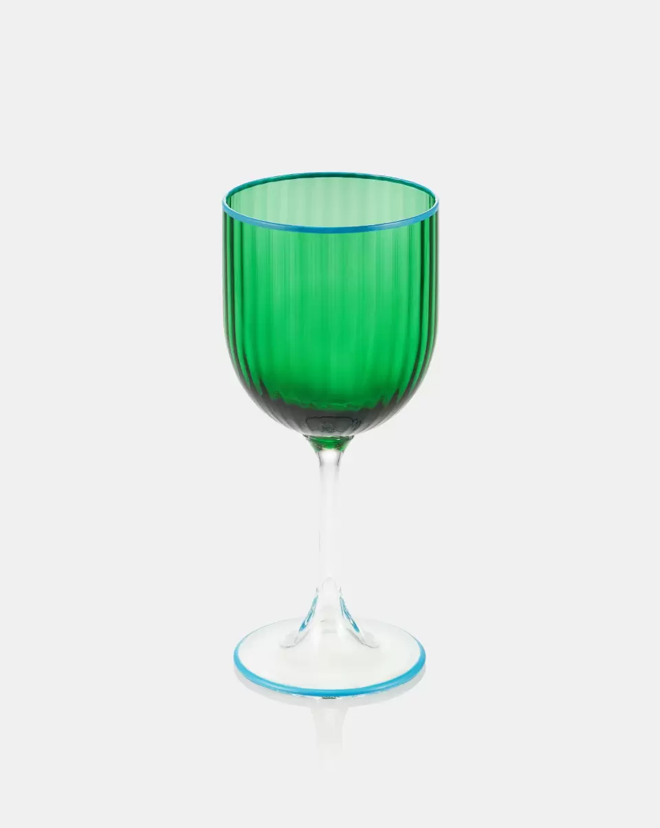 Green Glassware Striped Water Glass Unisex Offer
