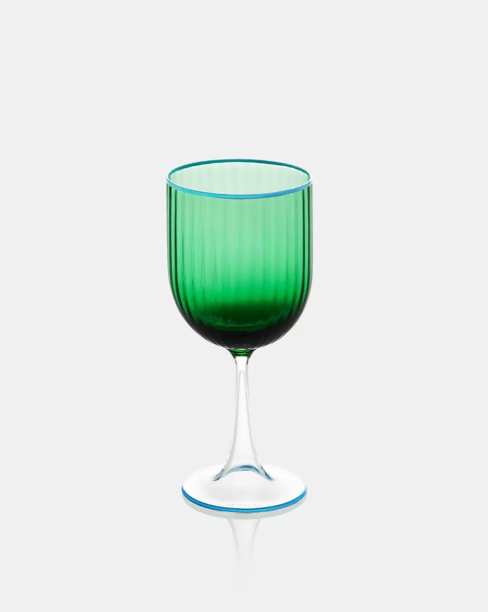 Striped Red Wine Glass Green Unisex Elegant Glassware