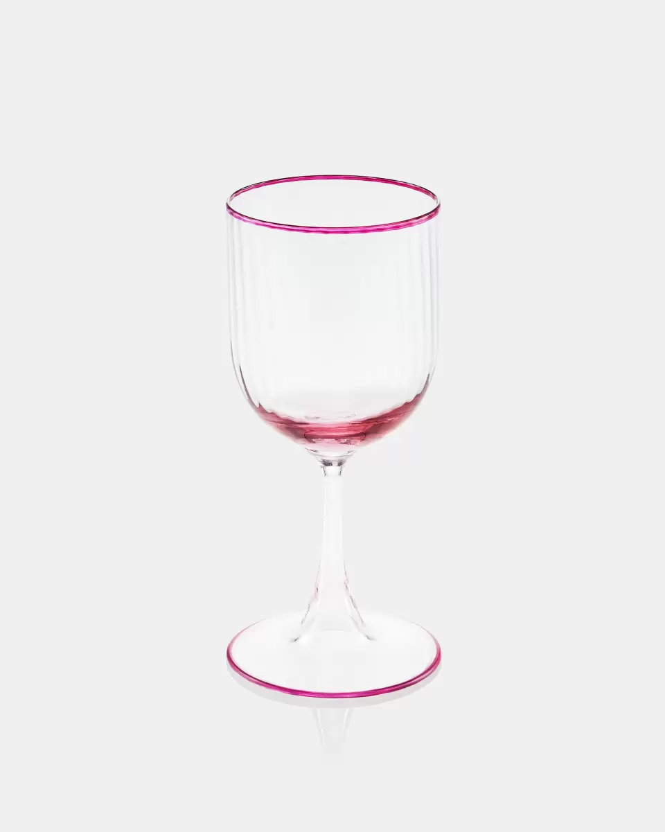 Enrich Unisex Glassware Striped Water Glass Pink