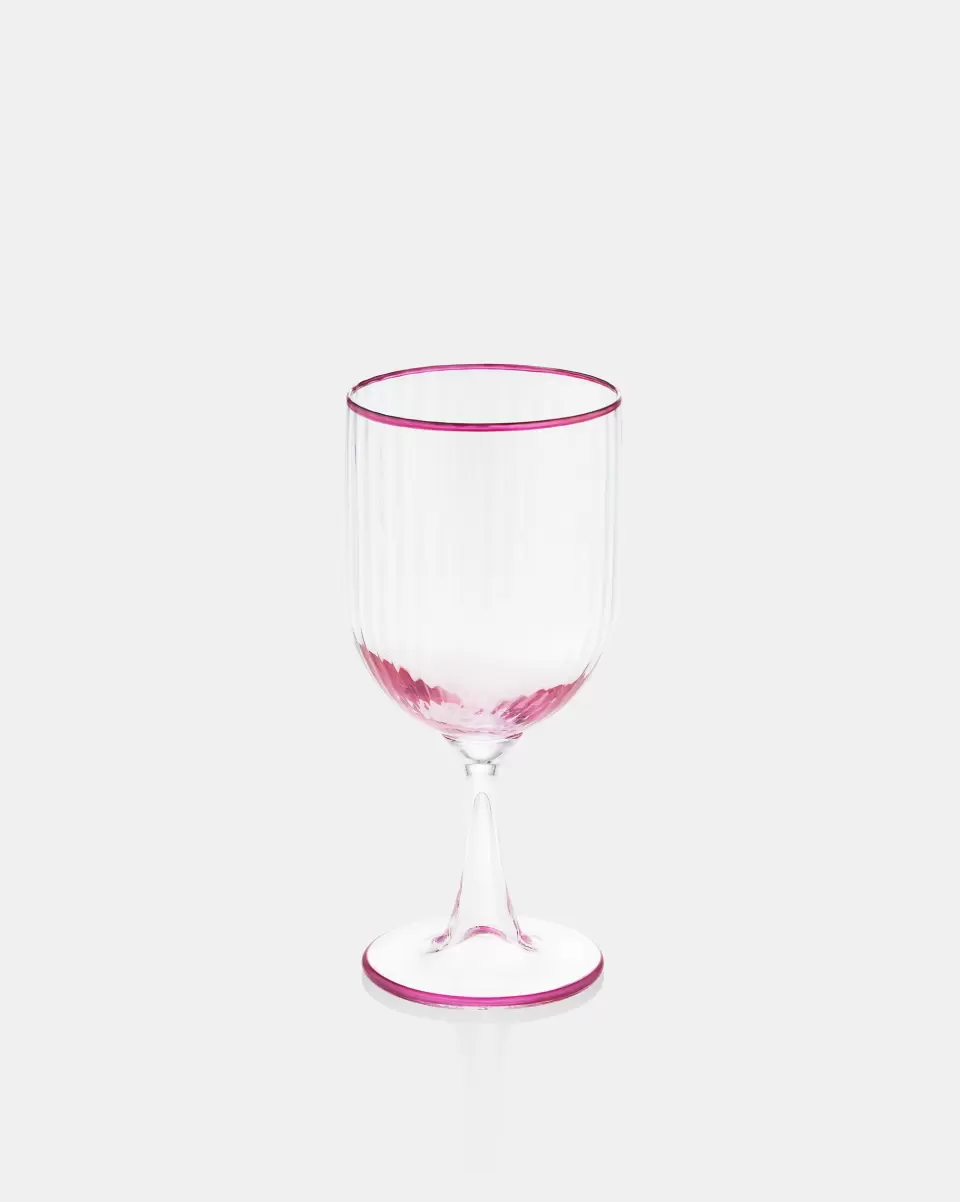 Economical Striped White Wine Glass Glassware Unisex Pink