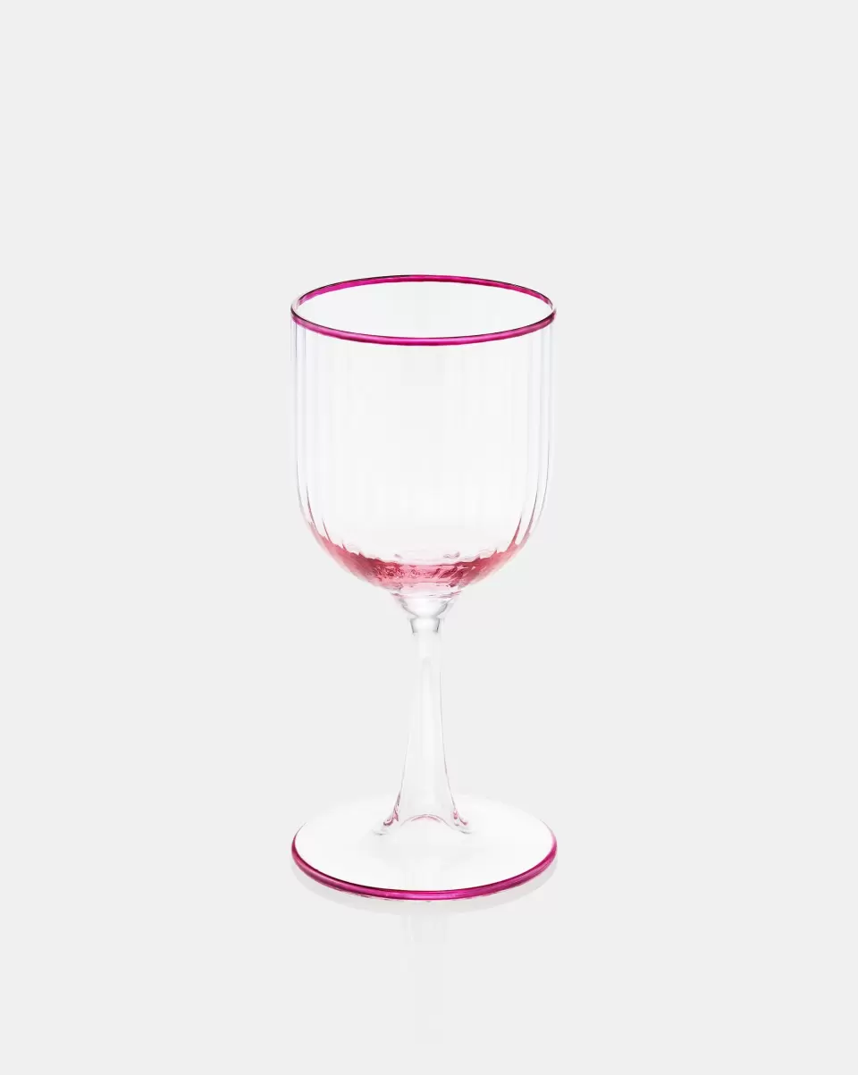 Glassware Ergonomic Striped Red Wine Glass Pink Unisex