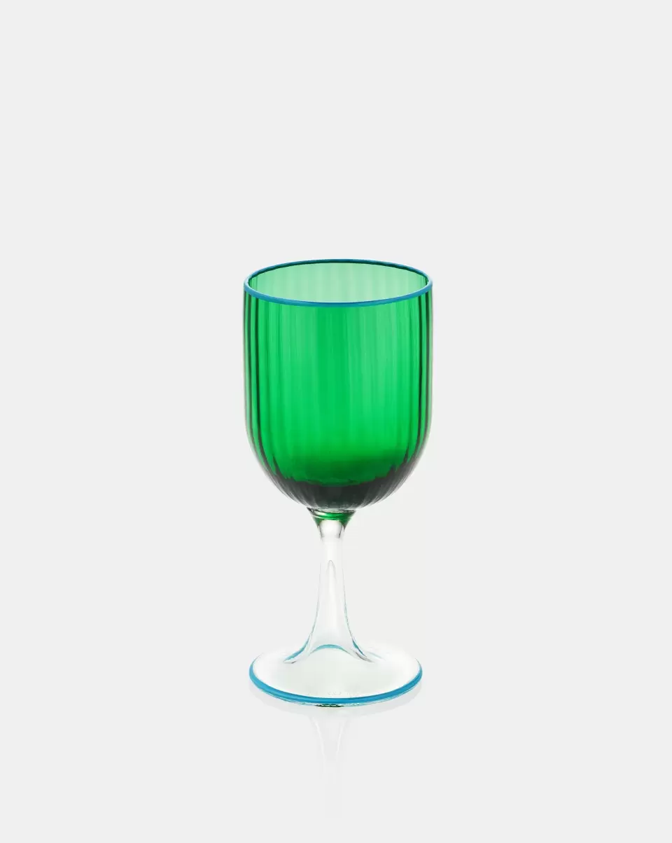 Unisex Glassware Best Striped White Wine Glass Green