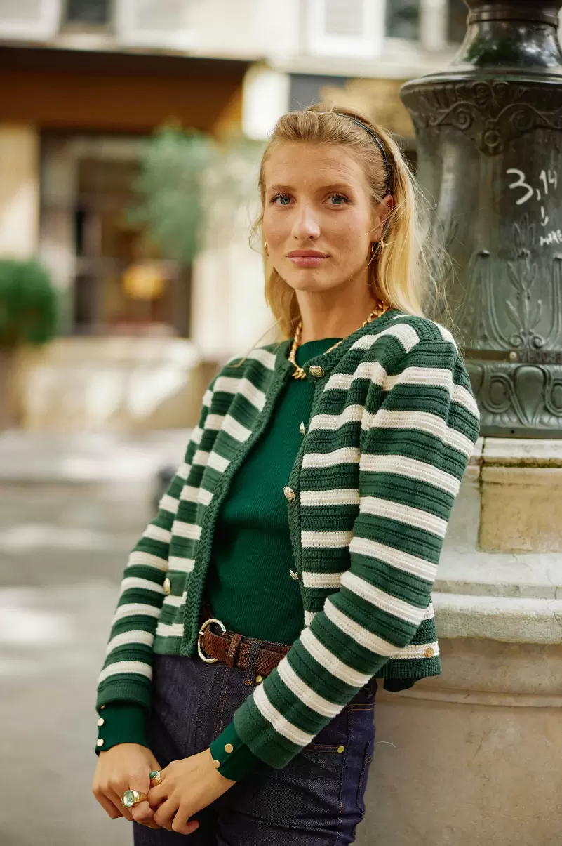 Knitwear Vert/Ecru Gilet Anzone Women La Petite Etoile