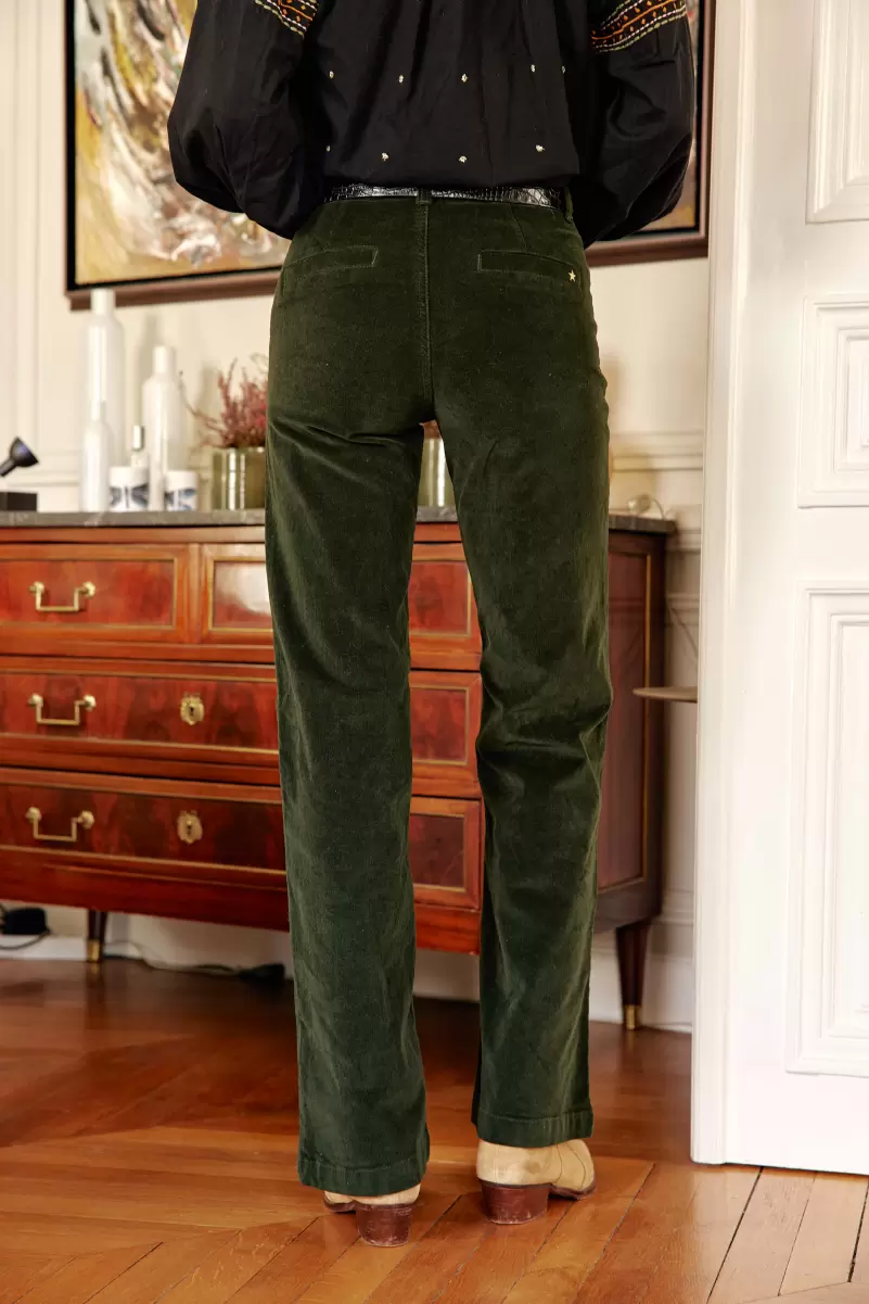 La Petite Etoile Pants Sonny Velours Vert Fonce Women Trousers & Jeans - 1