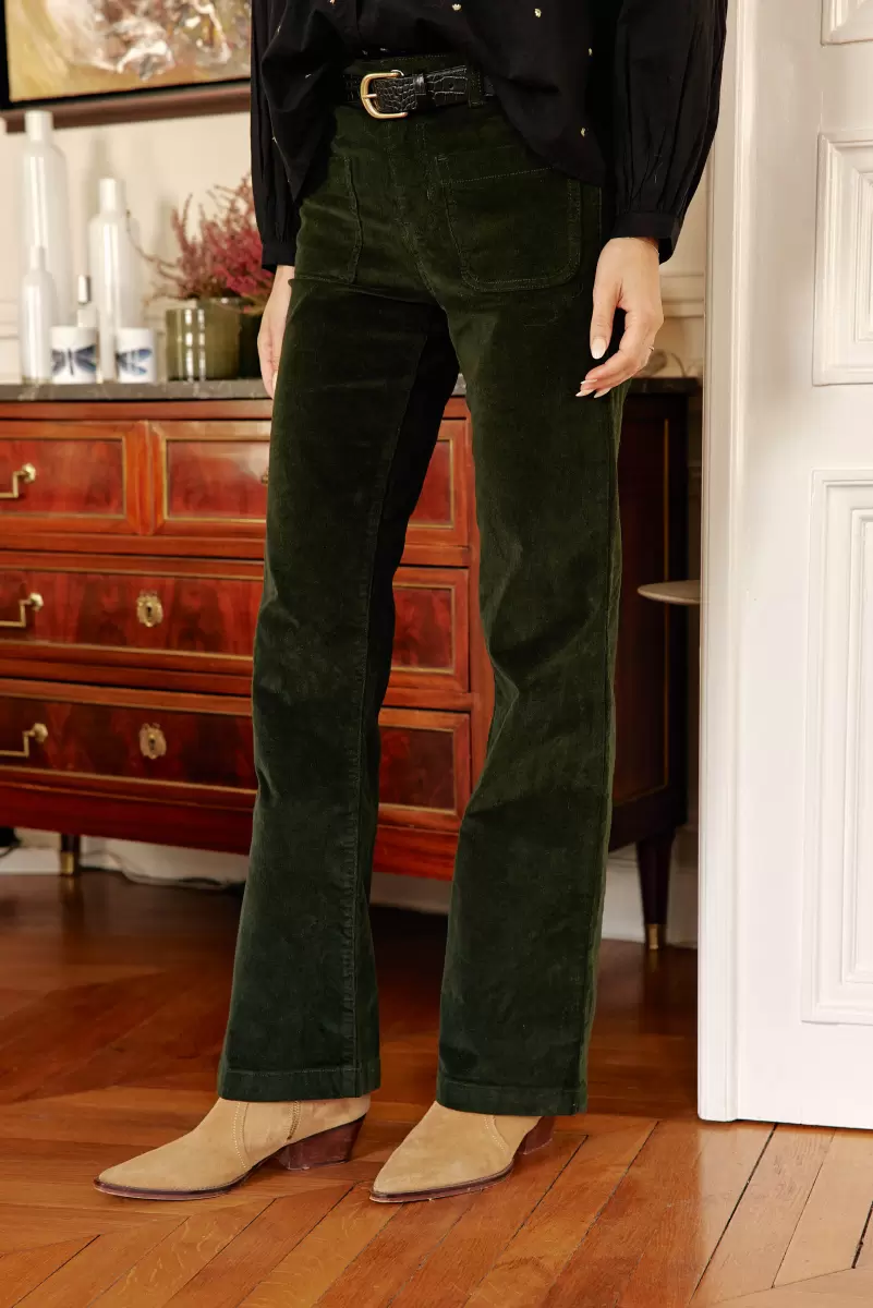 La Petite Etoile Pants Sonny Velours Vert Fonce Women Trousers & Jeans - 2