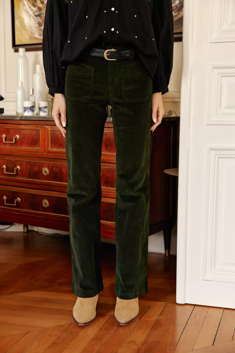 La Petite Etoile Pants Sonny Velours Vert Fonce Women Trousers & Jeans - 3