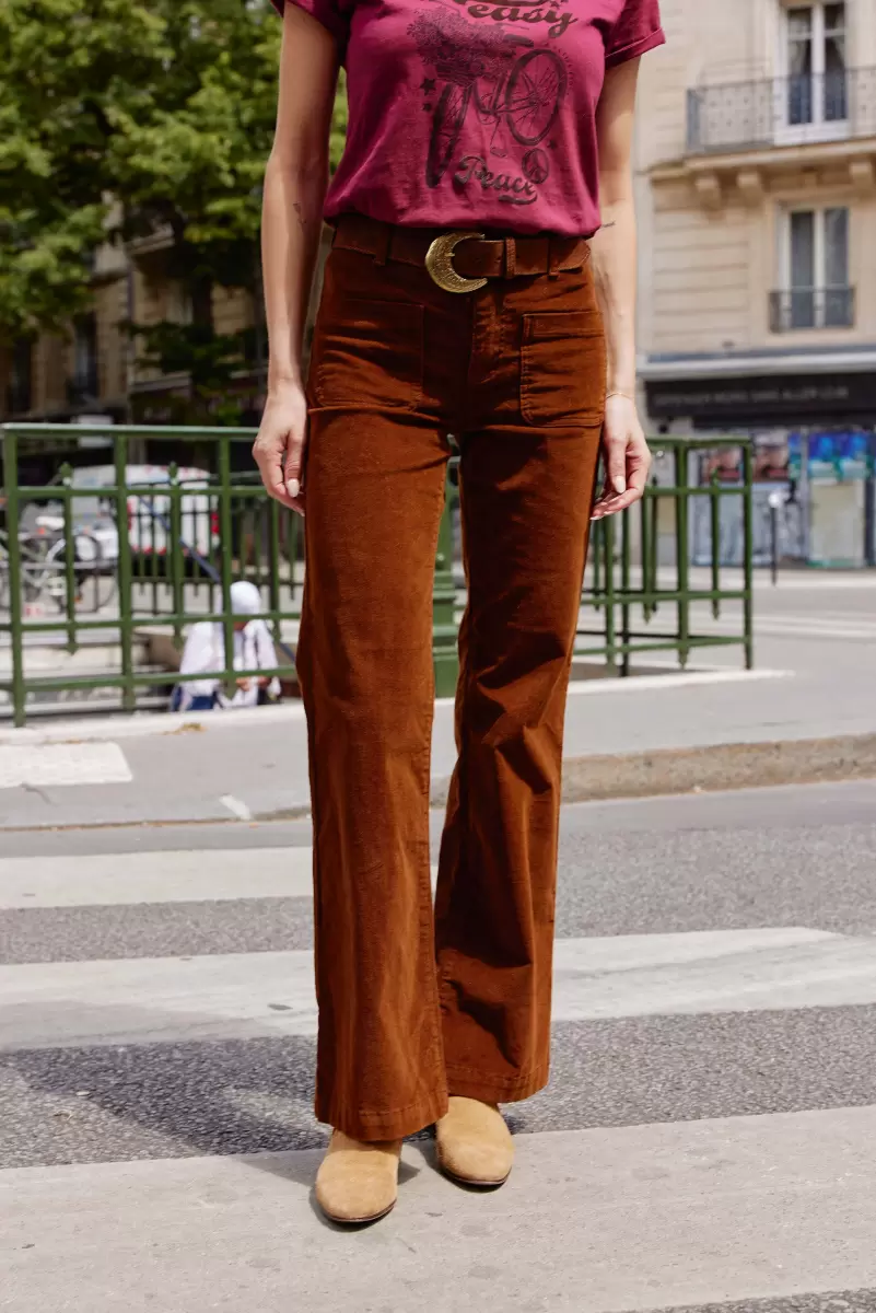Pants Sonny Velours Marron La Petite Etoile Women Trousers & Jeans - 2