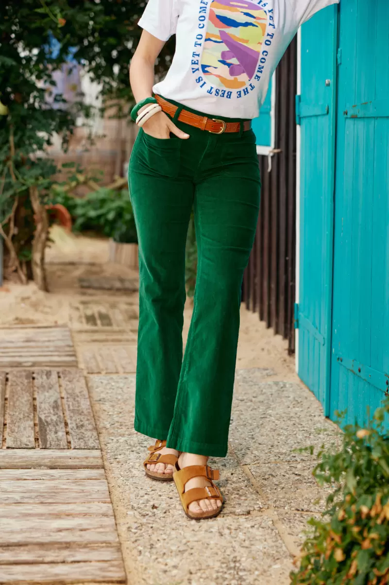 Pants Sonny Velours Vert La Petite Etoile Trousers & Jeans Women - 3