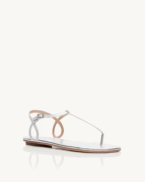 Silver Women Almost Bare Sandal Flat High-Quality Flats