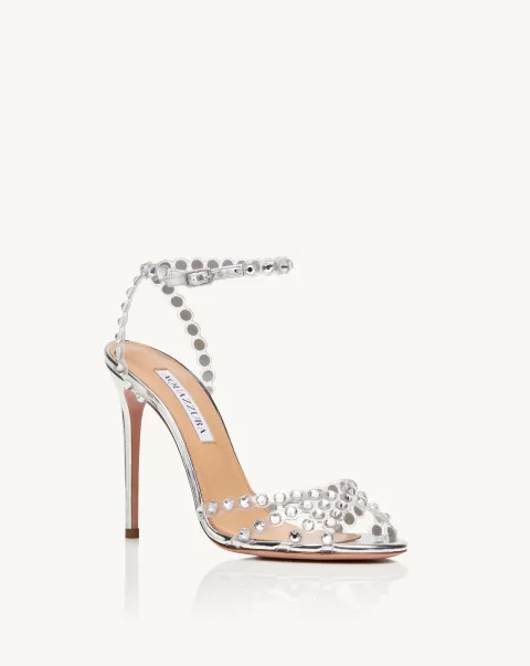 Silver Bridal Tequila Plexi Sandal 105 High-Quality Women