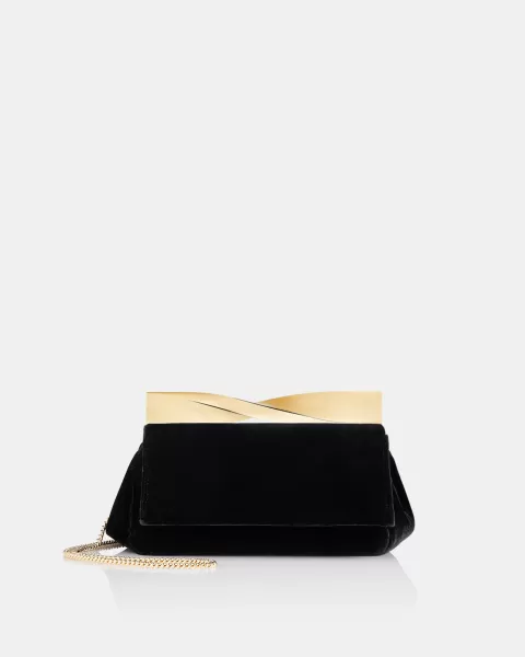 Women Shoulder Bags Mini Twist Clutch Genuine Black