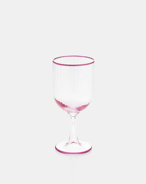 Economical Striped White Wine Glass Glassware Unisex Pink