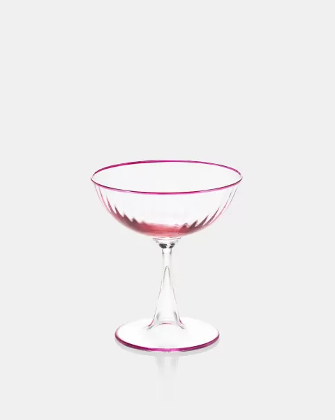 Pink Glassware Striped Champagne Glass Functional Unisex